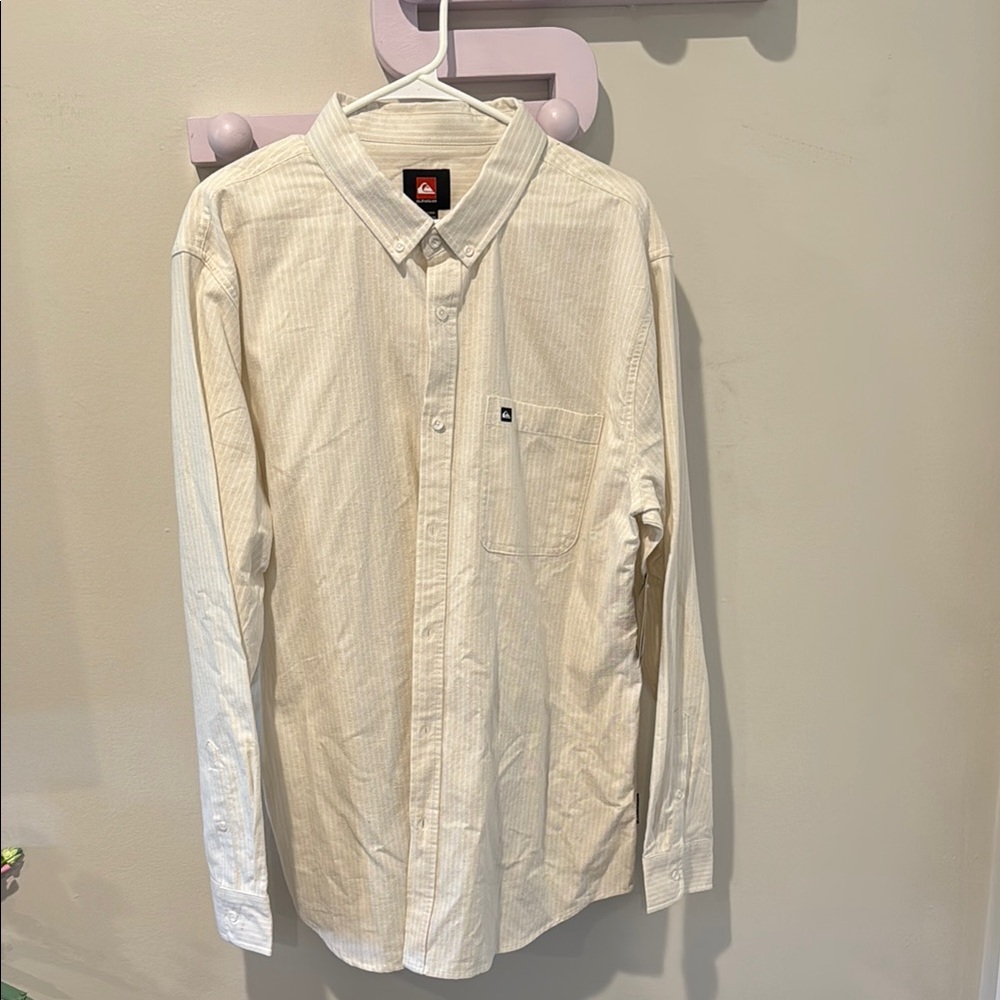Quiksilver Men's Beige Button Down Shirt